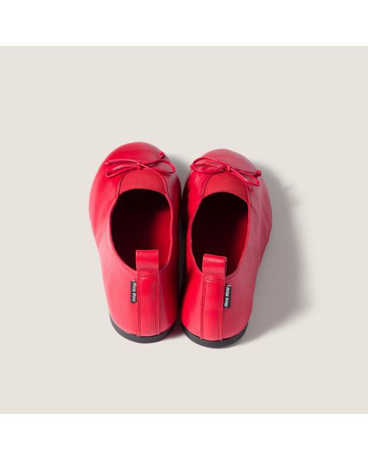 Miu Miu Red Élan Nappa Leather Ballerinas