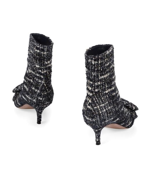 Gianvito Rossi Black Pointed Toe Tweed Ankle Boots