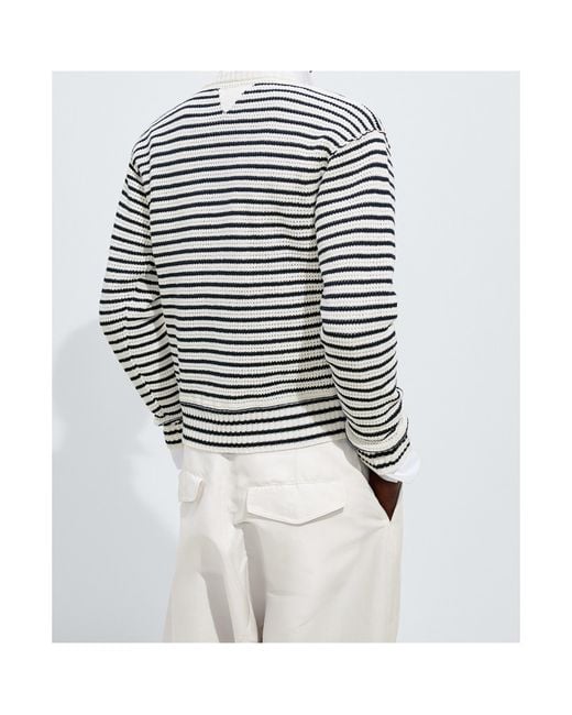 Bottega Veneta White Cotton Crochet Sweater for men