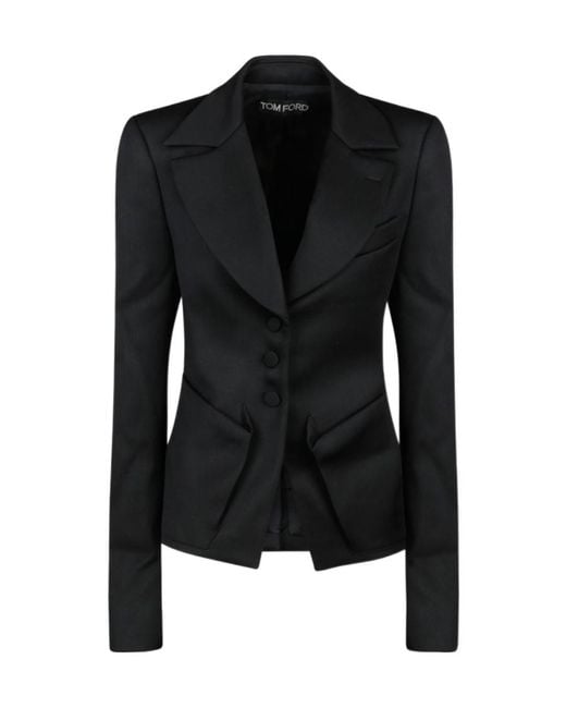 Tom Ford Black Single-Breasted Tailored Blazer