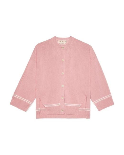 Marni Pink Buttoned Oversized-Fit Cardigan