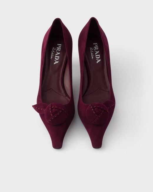 Prada Purple Suede Pumps, Burgundy