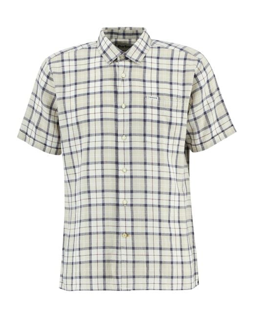 Barbour White Midfield Tartan Regular Short-Sleeved Shirt for men