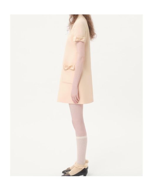 Valentino Natural Crepe Couture Bow Detailed Mini Dress