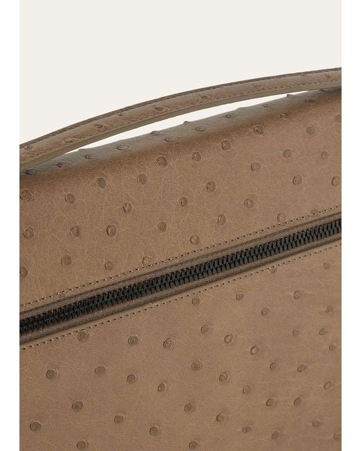 Loro Piana Brown Zippered Clutch for men