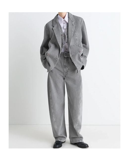 Lemaire Gray Twisted Belted Pants for men