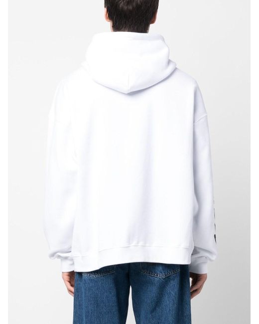 DSquared² White Logo Print Zip-Up Hoodie for men