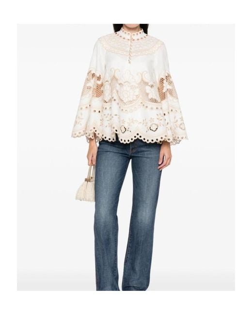 Zimmermann Natural Wanderlust Button Embroidery Blouse