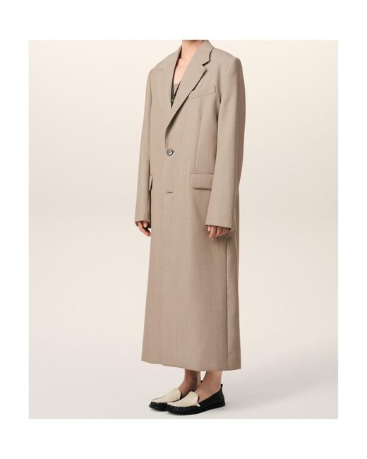 AMI Natural Back Slit Long Coat