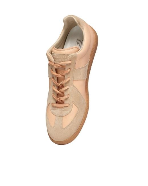 Maison Margiela Pink Panelled Low-Top Sneakers
