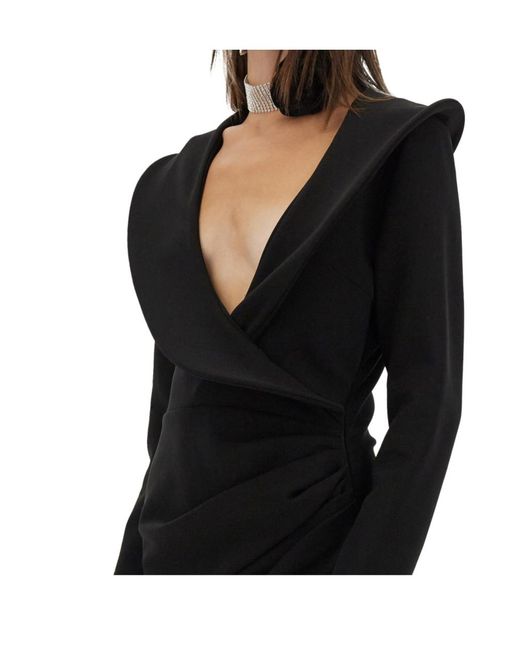 Magda Butrym Black Sculptural Long-Sleeved Dress