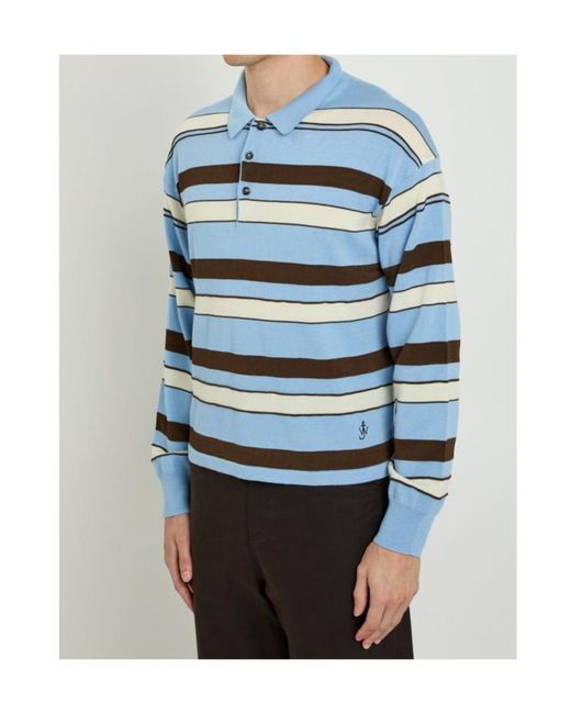 J.W. Anderson Blue Striped Knit Polo Shirt for men