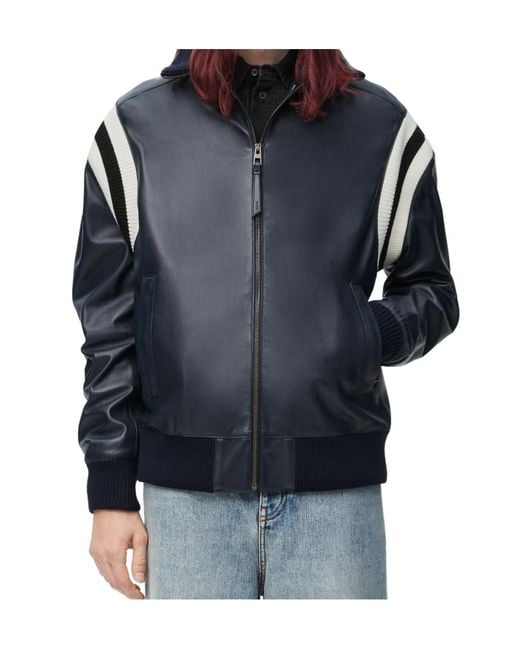 Loewe Blue High Waist Zip-Up Bomber Jacket for men