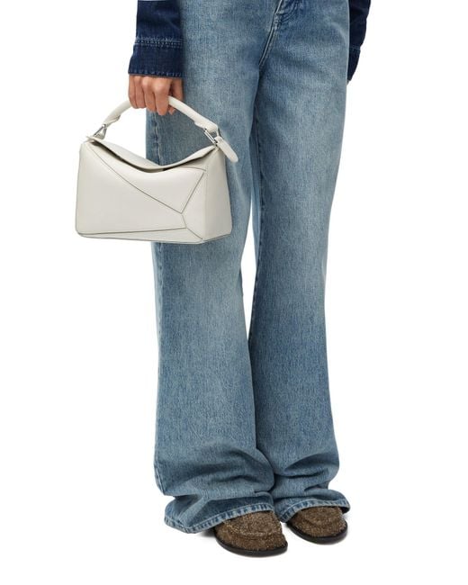 Loewe White Anagram Embossed Small Puzzle Bag
