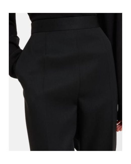 The Row Black Eranza Wool Straight Pants