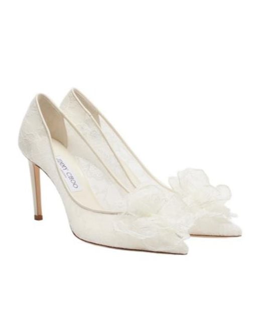 Jimmy Choo White Lace Flower High Heels