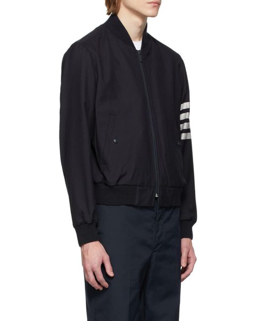 Thom Browne Blue Bar Bomber Jacket for men