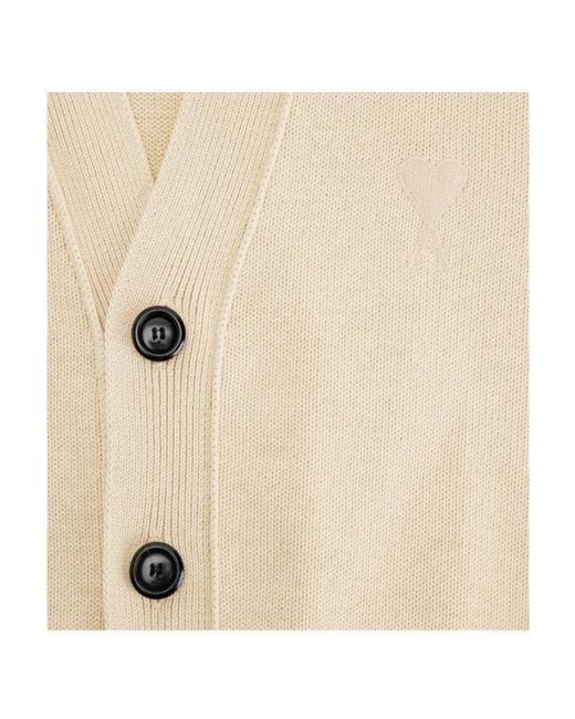 AMI Natural Ami De Coeur Button-Up Cardigan for men