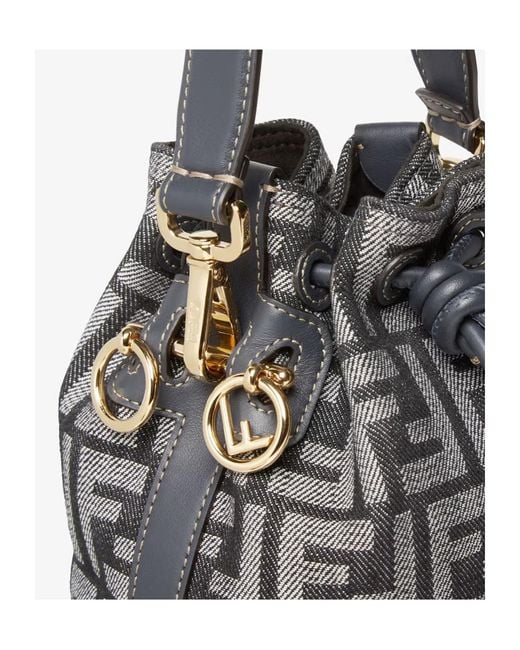 Fendi White Mon Tresor Ff Jacquard Mini Bucket Bag