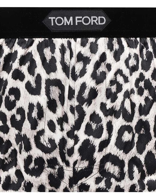 Tom Ford Black Logo-Waistband Leopard-Printed Boxers for men