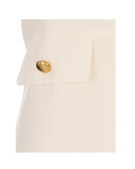 P.A.R.O.S.H. White Button-Detail Sleeveless Dress
