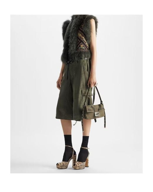 Fendi Gray Cotton Shorts