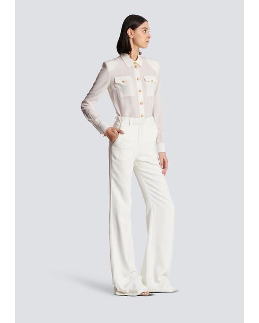 Balmain White Flared Trousers