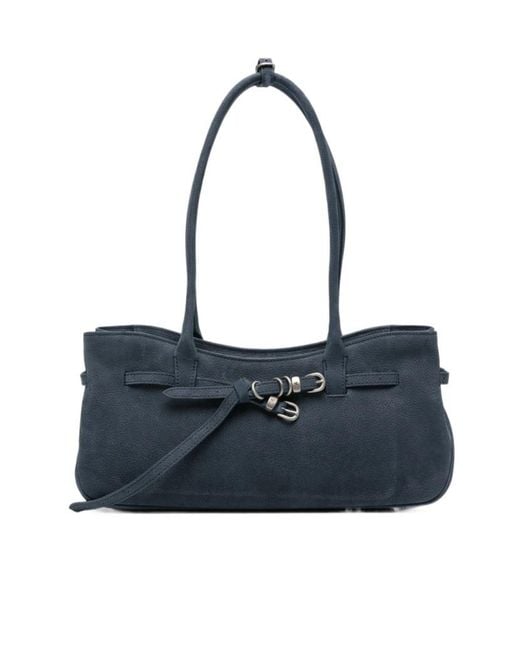 MARGE SHERWOOD Blue Zippered Shoulder Bag
