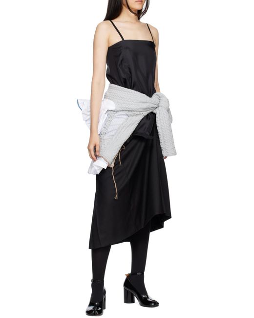 Maison Margiela Black Panelled Midi Strap Dress