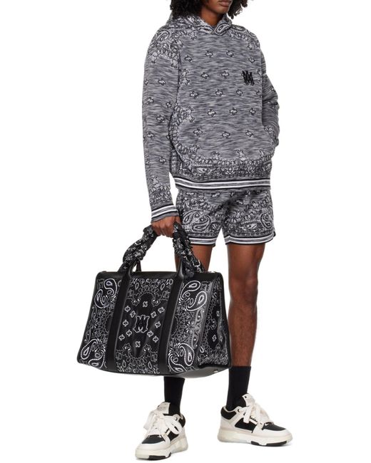 Amiri Gray Logo-Patch Pullover Hoodie for men