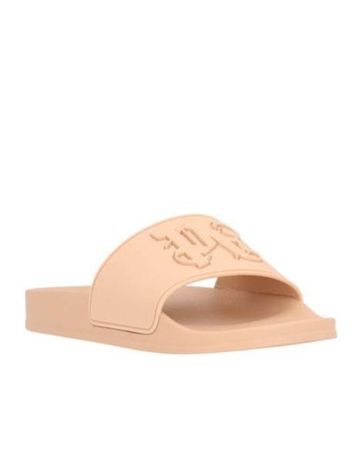 Palm Angels Natural Logo Monogram Embossed Pool Slides