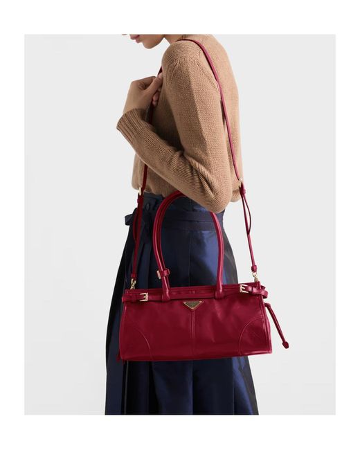 Prada Red Medium Bonnie Leather Tote Bag