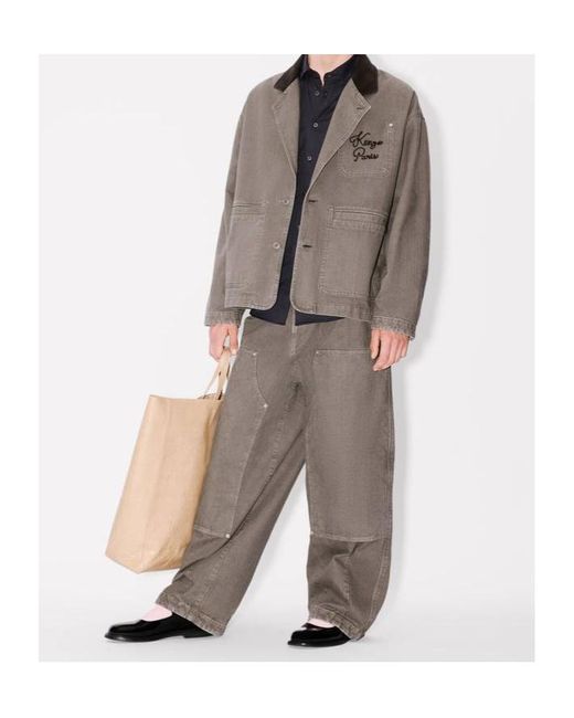 KENZO Brown Paris Chainstitch' Workwear Jacket for men