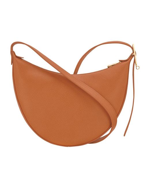 Longchamp Brown Small Le Foulonné Grained-Leather Crossbody Bag