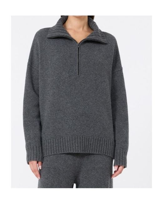 Max Mara Gray Cashmere Yarn High-Neck Sweater