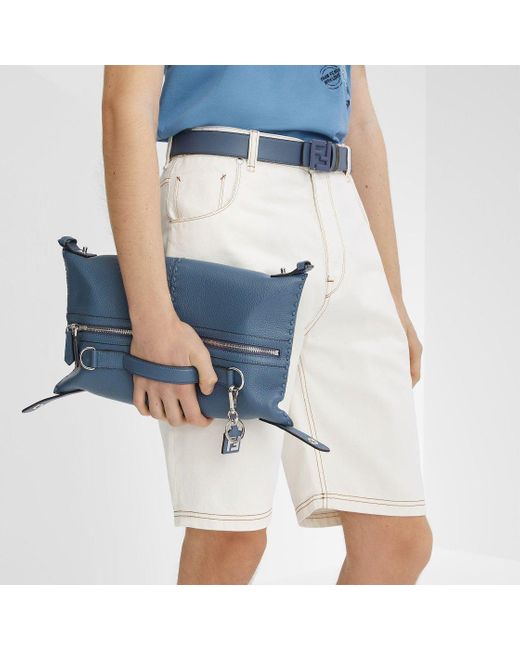 Fendi Blue Selleria Small Shoulder Bag for men