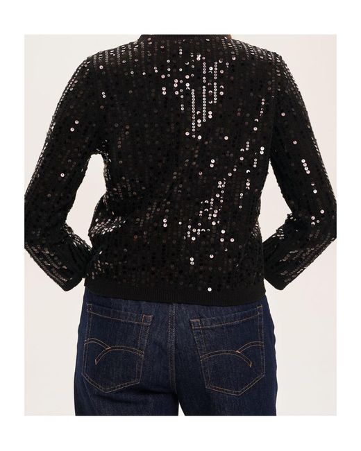 Marella Black Collarless Short Cardigan