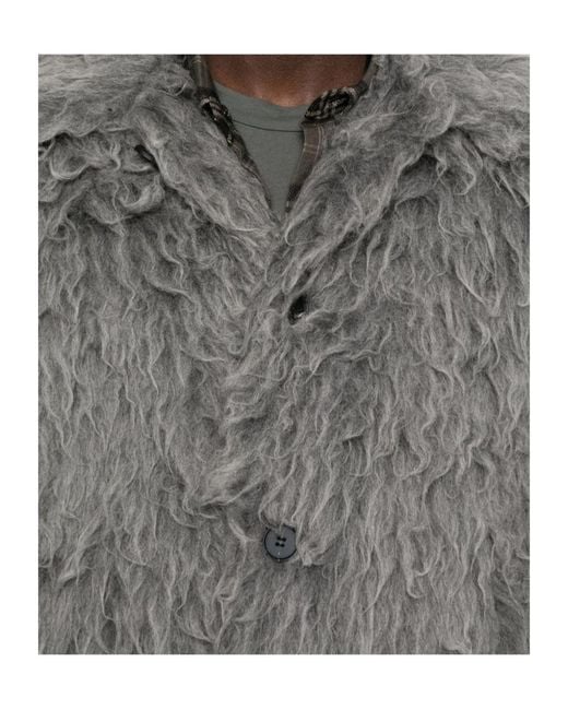 DIESEL Gray Textured Faux-Fur Casual Jacket for men