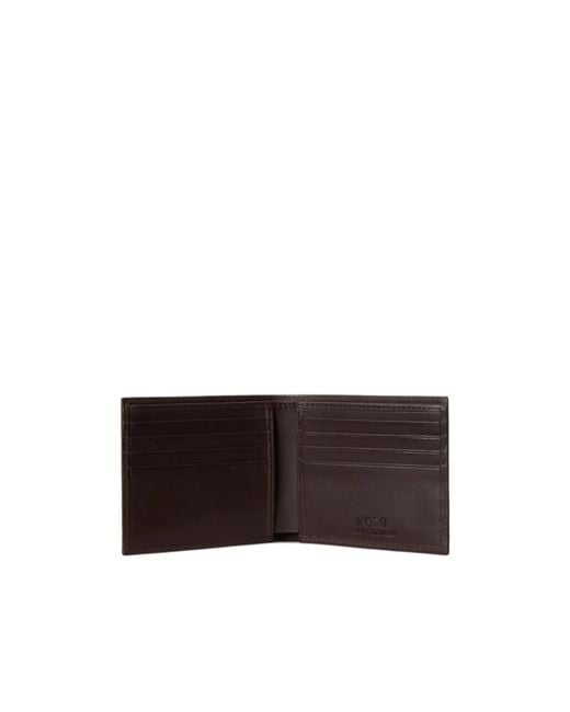 Polo Ralph Lauren Black Embroidered-Bear Leather Billfold Wallet for men