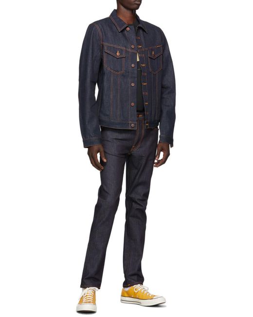 Nudie Jeans Blue Lean Dean Low-Rise Slim Jeans for men