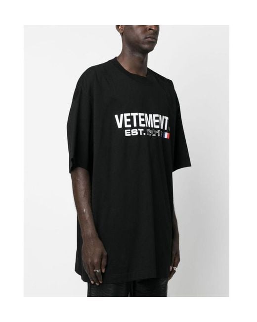 Vetements Black Logo Printed Oversized T-Shirt for men