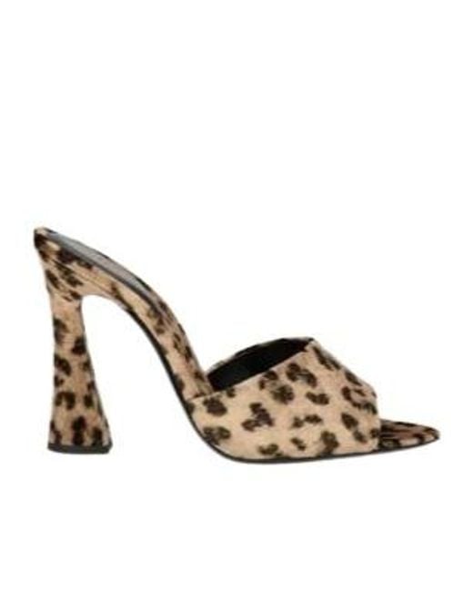 Saint Laurent Brown Leopard Print Suede Thong Sandals