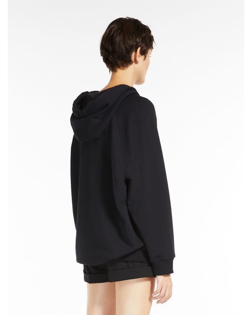 Max Mara Black Graphic-Print Logo-Patch Hoodie