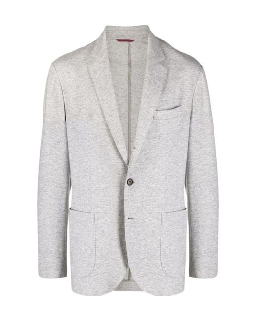 Brunello Cucinelli Gray Single Breasted Jersey Blazer for men