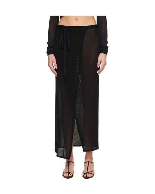 Frankie Shop Black Alsen Thin Knit Wrap Maxi Skirt