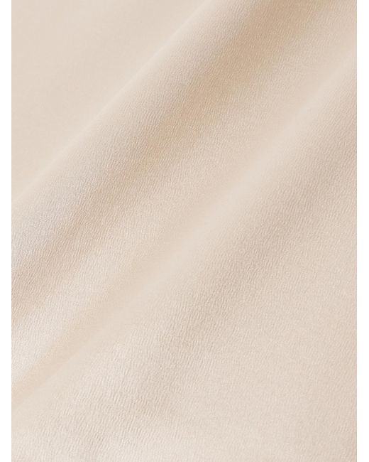Brunello Cucinelli Natural Bead-Embellished Silk-Blend Satin Top