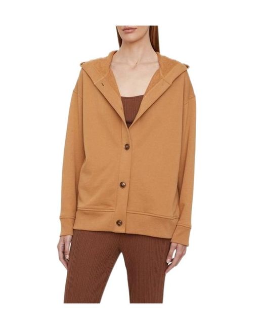Vince Brown Button-Up Cotton Hoodie