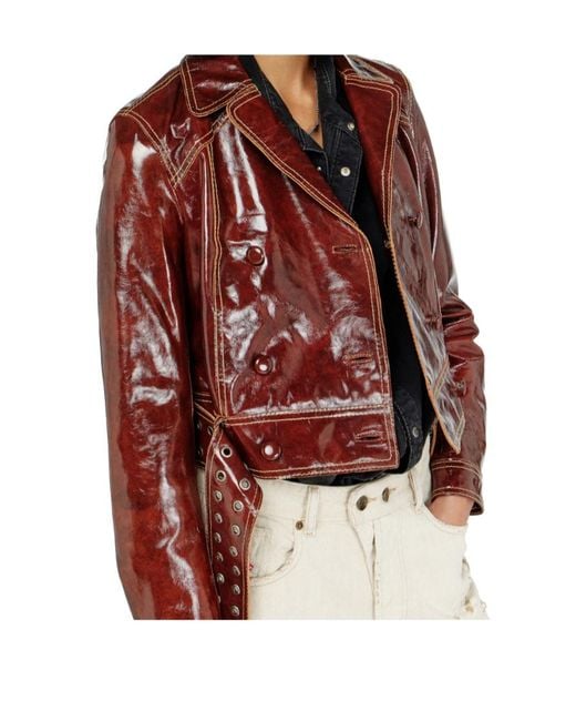 DIESEL Red Patent Double-Breasted Jacket