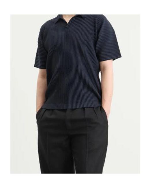 Homme Plissé Issey Miyake Blue Homme Plissé Issey Miyake Pleated Polo Shirt for men