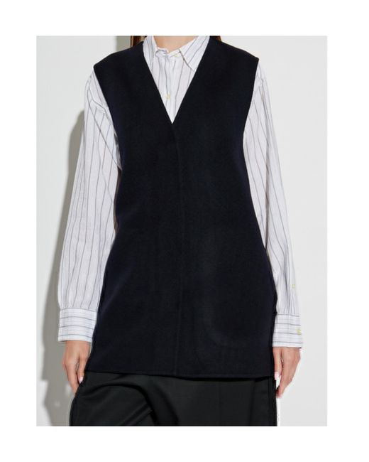 Officine Generale Black V-Neck Wool Vest